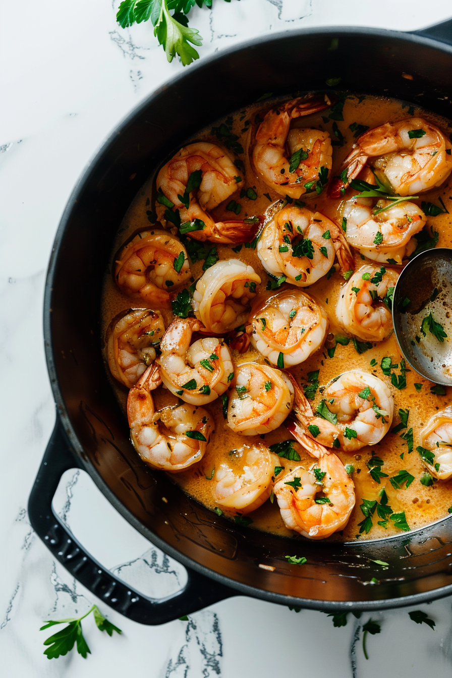 Keto Dutch Oven Garlic Butter Shrimp