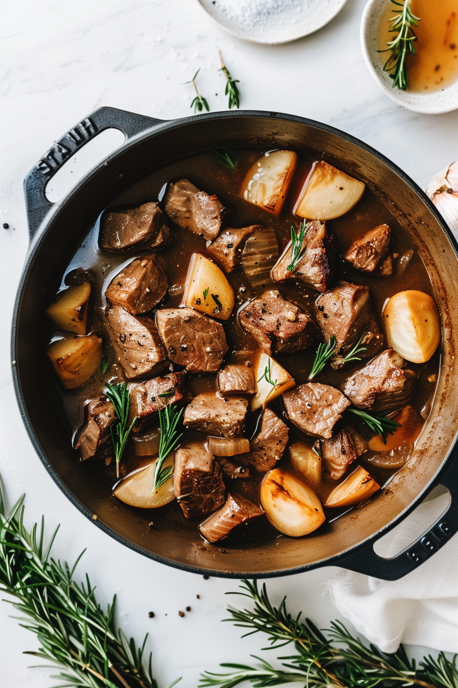 Keto Dutch Oven Lamb Stew with Turnips and Rosemary