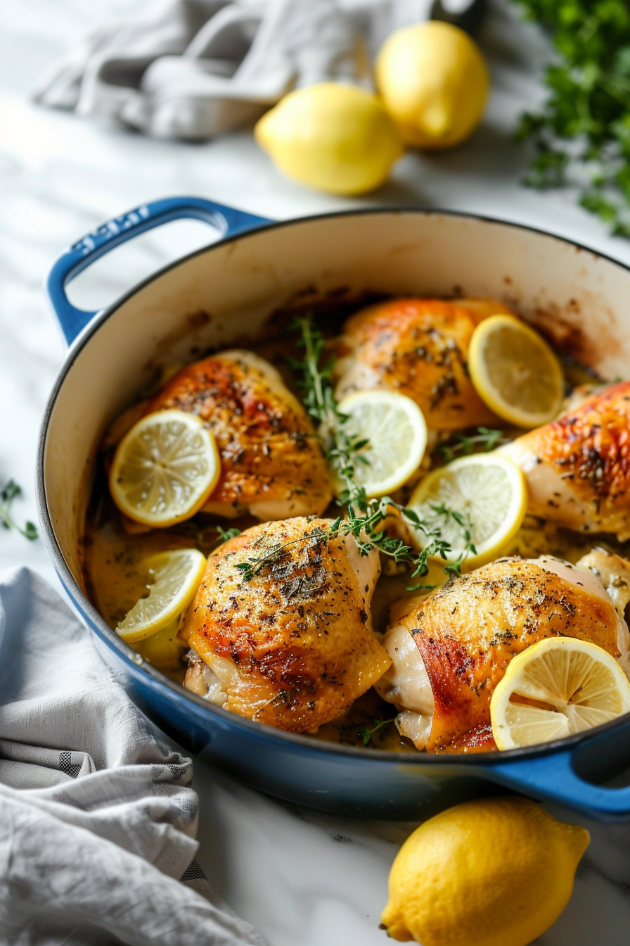 Keto Dutch Oven Lemon Herb Roasted Chicken