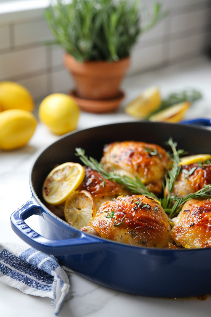 Keto Dutch Oven Lemon Herb Roasted Chicken