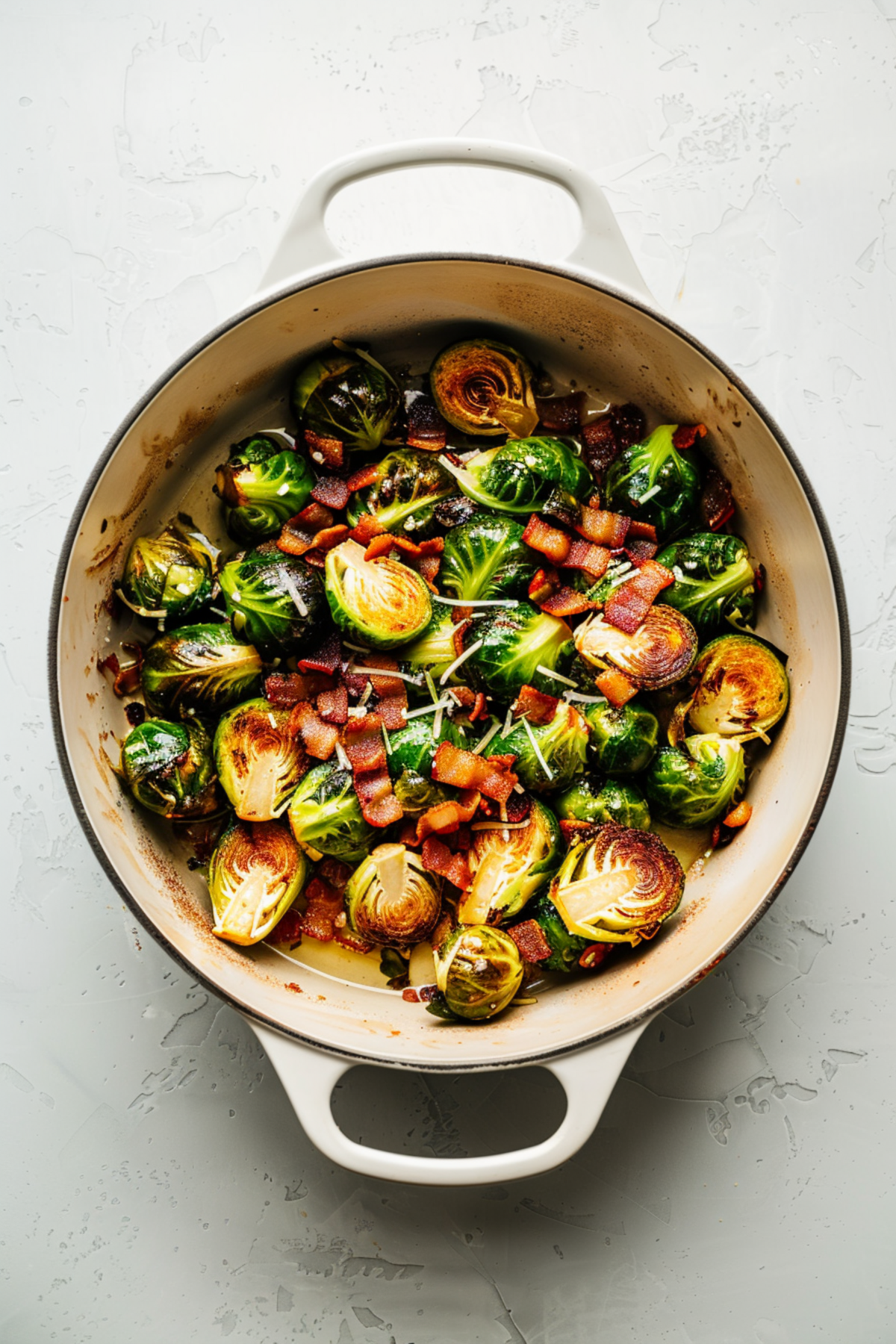 Easy Keto Dutch Oven Roasted Brussels Sprouts with Bacon and Parmesan ...