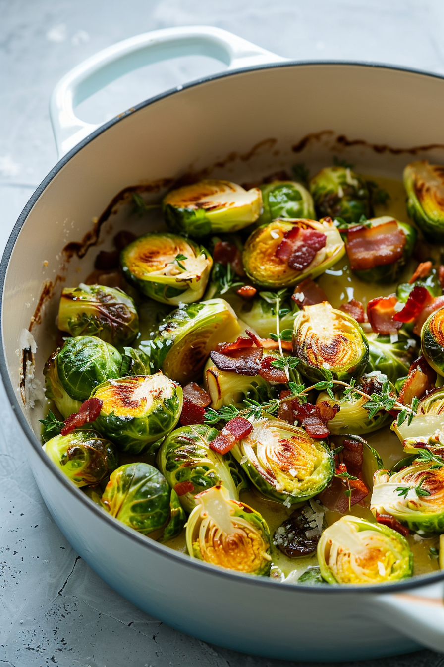 Preparing Keto Dutch Oven Roasted Brussels Sprouts