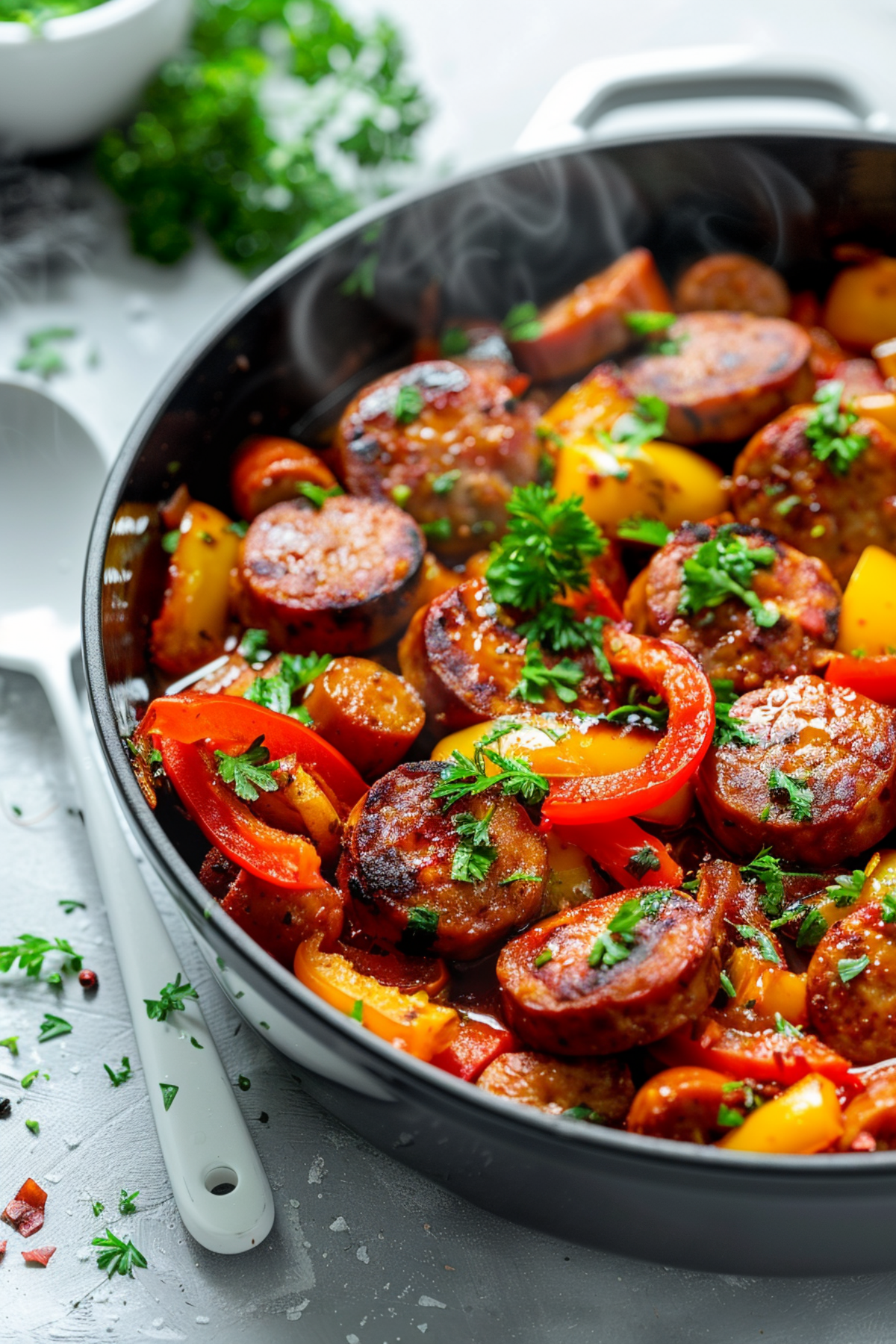 Keto Dutch Oven Spicy Sausage and Peppers_001