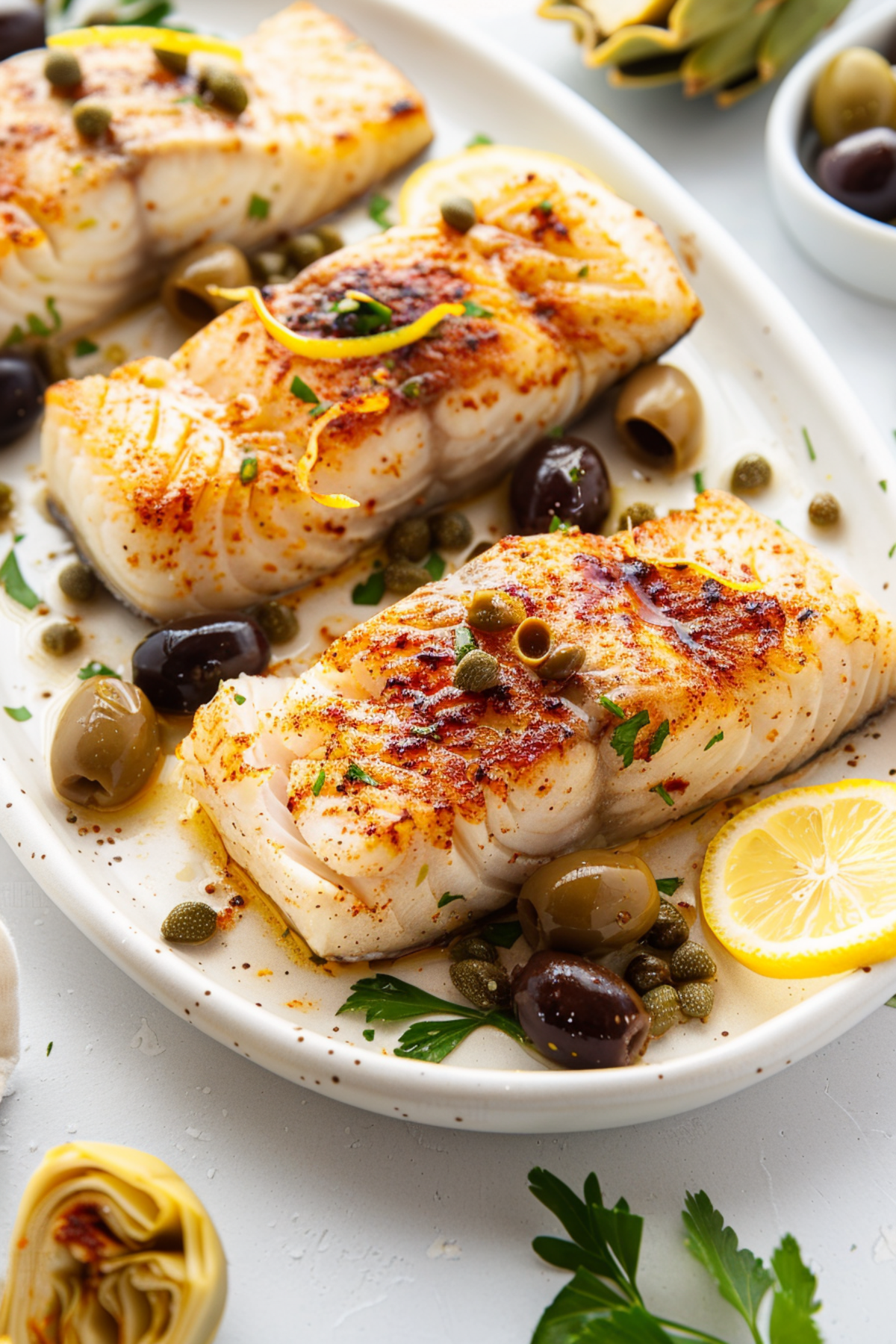 Keto Mediterranean Chilean Seabass with Olives and Artichokes_001