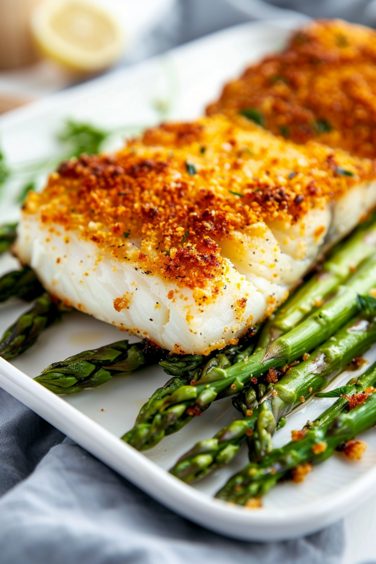 Mouthwatering Keto Parmesan Chilean Seabass with Asparagus Recipe for