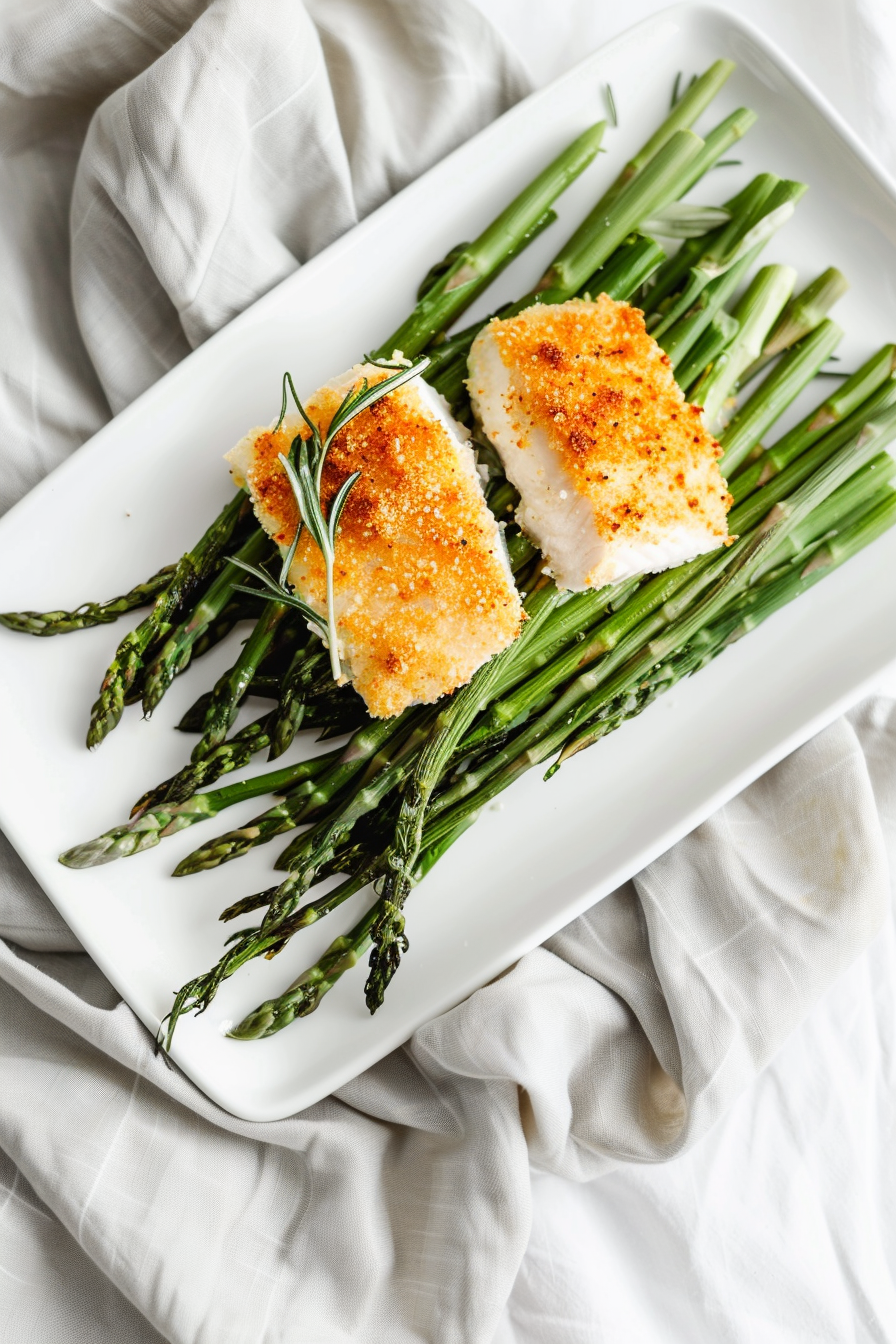 Keto Parmesan Chilean Seabass with Asparagus