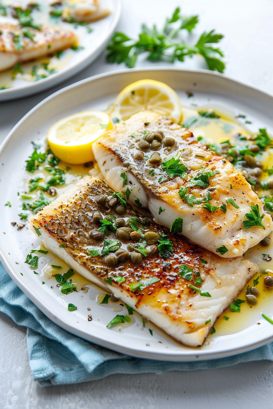 Preparing Keto Seabass Piccata