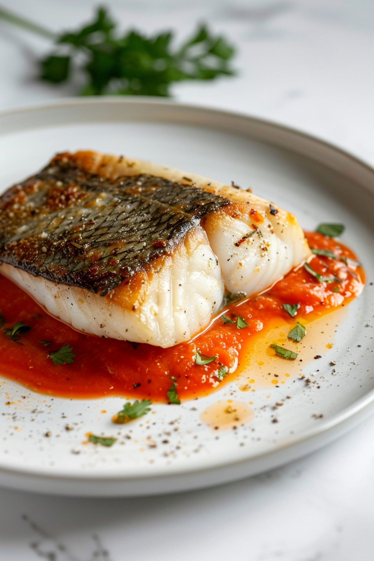 Keto Seabass with Roasted Red Pepper Sauce_001