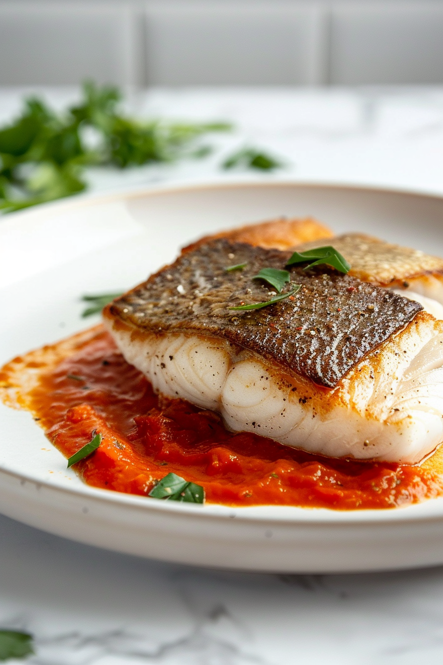 Keto Seabass with Roasted Red Pepper Sauce Ready to Serve