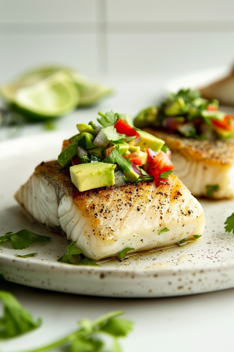 Easy Keto Smoked Chilean Seabass with Avocado Salsa Recipe for a