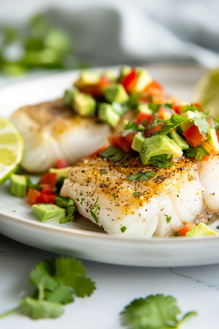 Keto Smoked Chilean Seabass Served with Avocado Salsa
