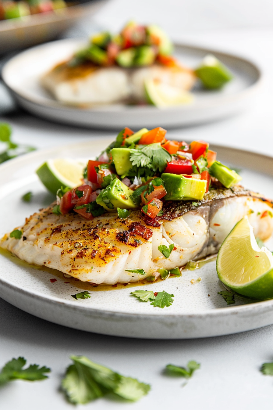 Keto Smoked Chilean Seabass with Avocado Salsa