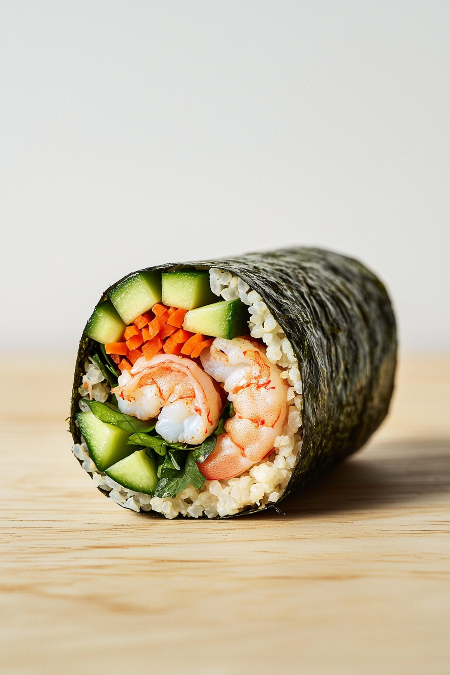 Assembling Cauliflower Rice Sushi Burritos