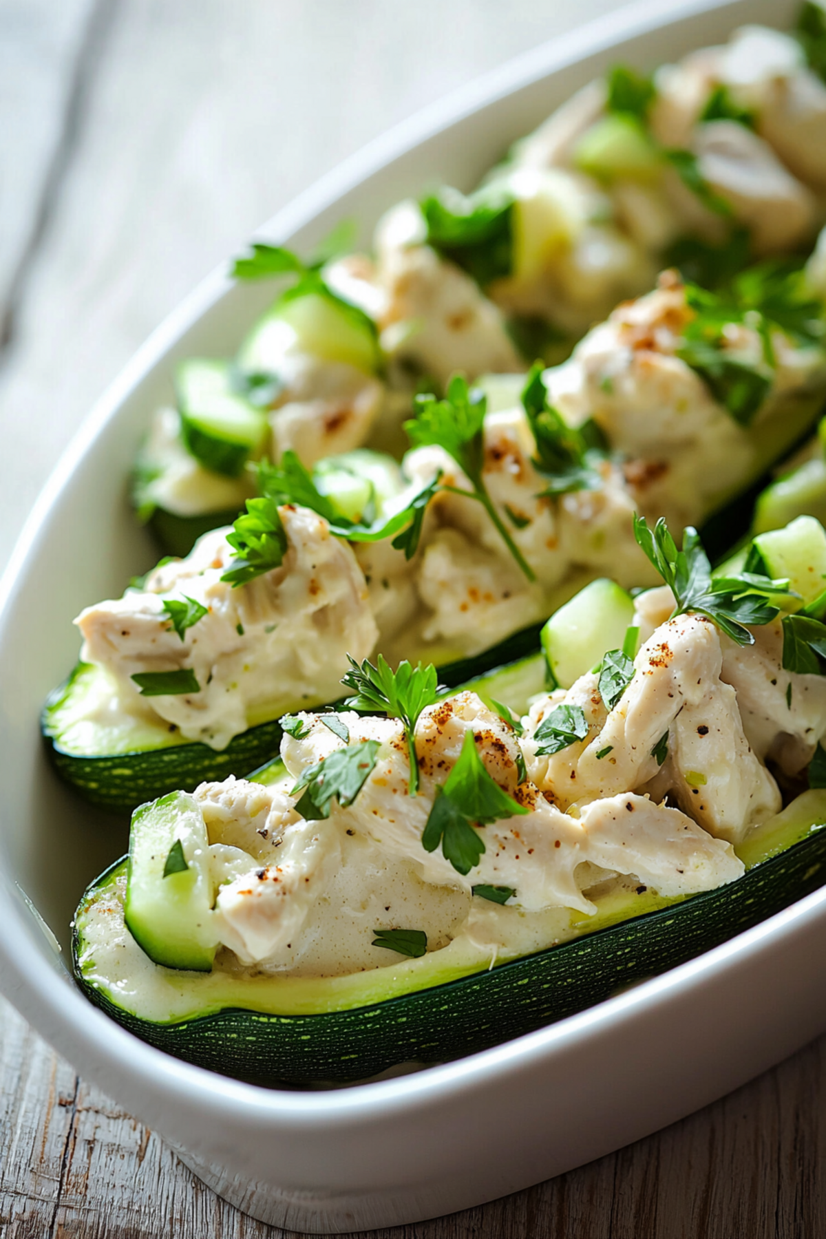 Chicken Alfredo Stuffed Zucchini Boats_001