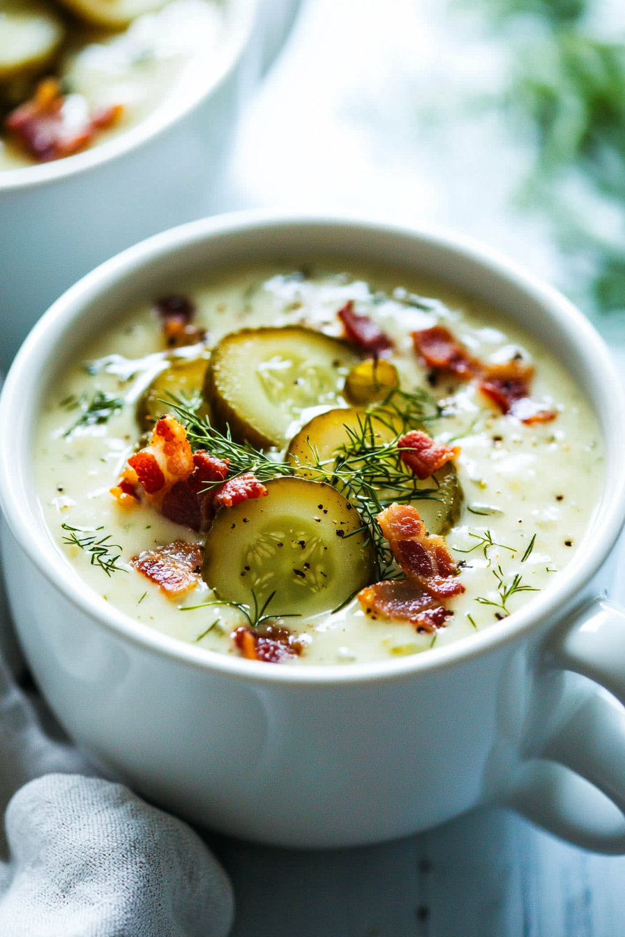 Dill Pickle Soup with Bacon Bits