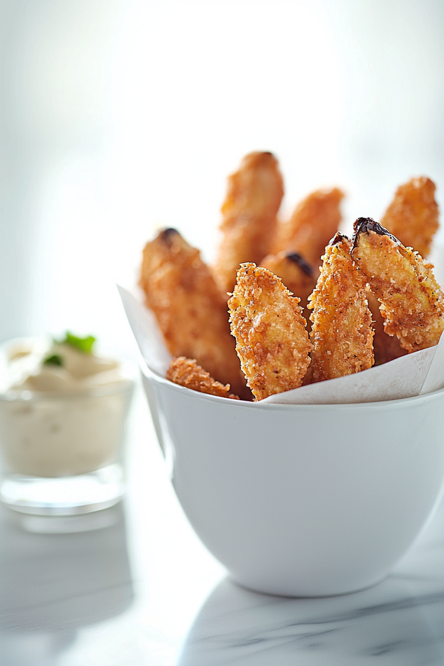 Keto Eggplant Fries with Garlic Aioli Ready to Serve