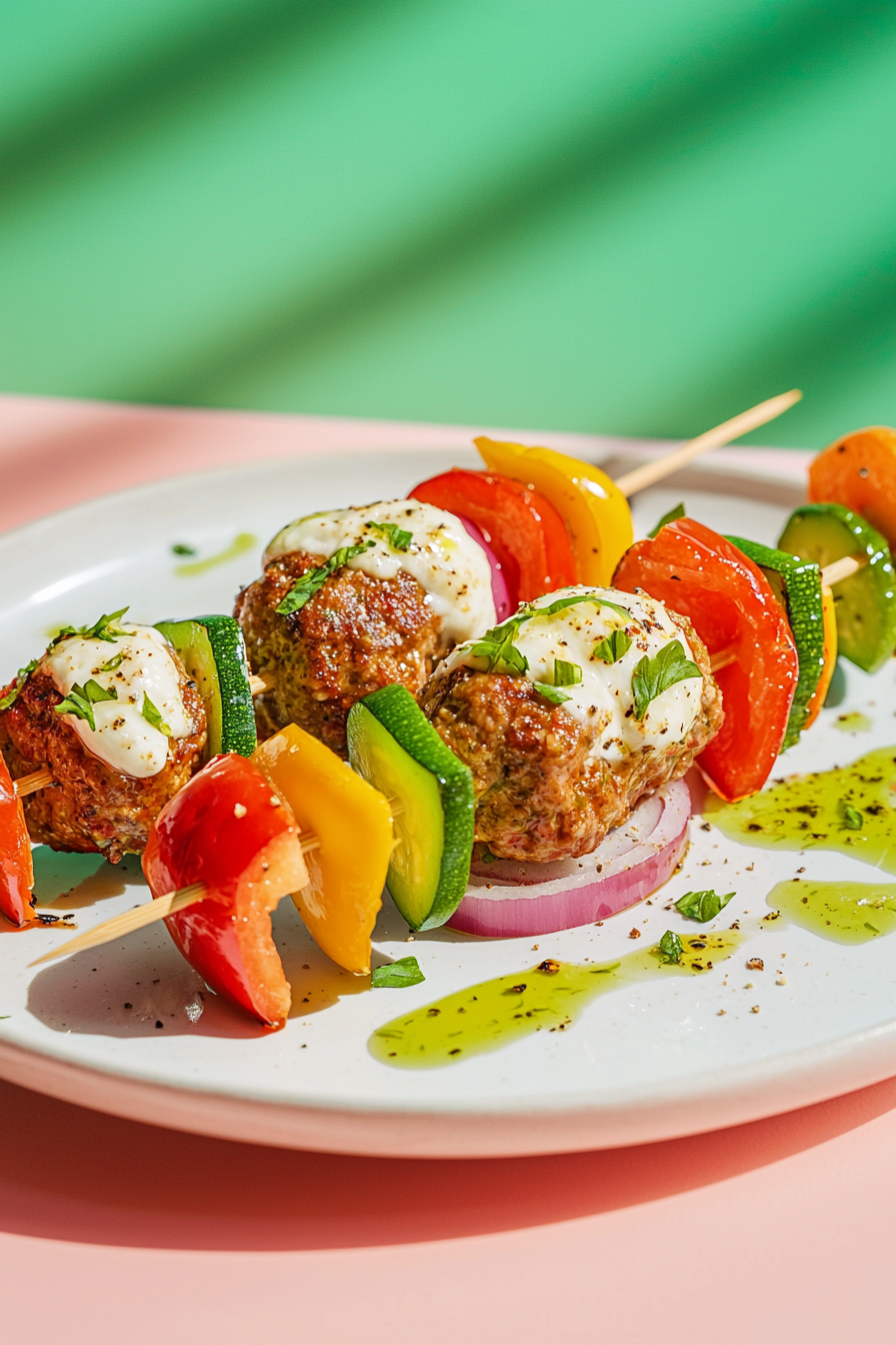 Keto Mozzarella-Stuffed Meatball Kabobs
