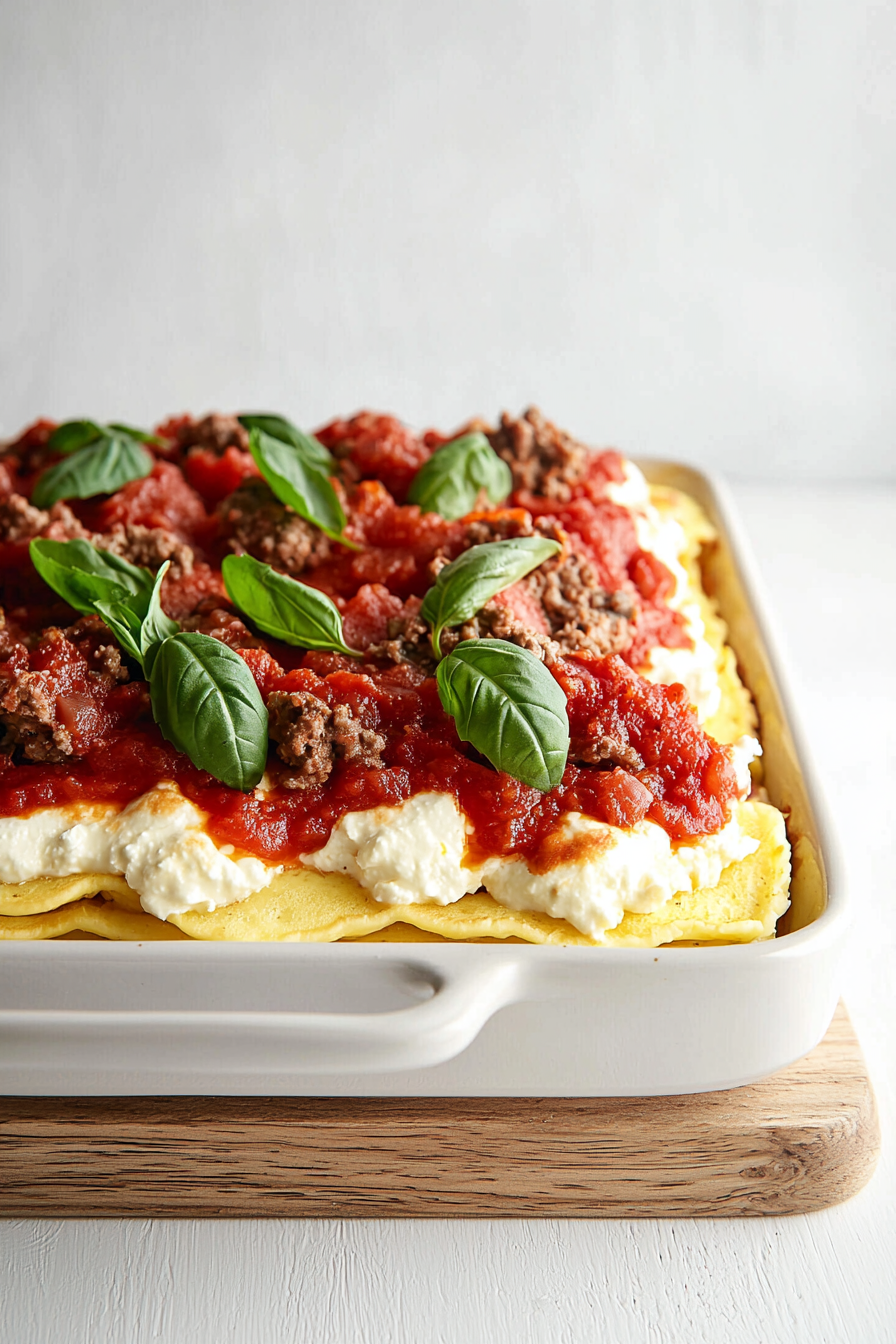 Keto Pancake Lasagna Cooking