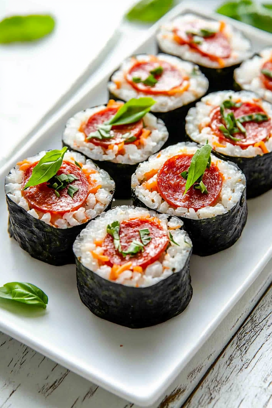 Keto Pizza Sushi Rolls Preparation