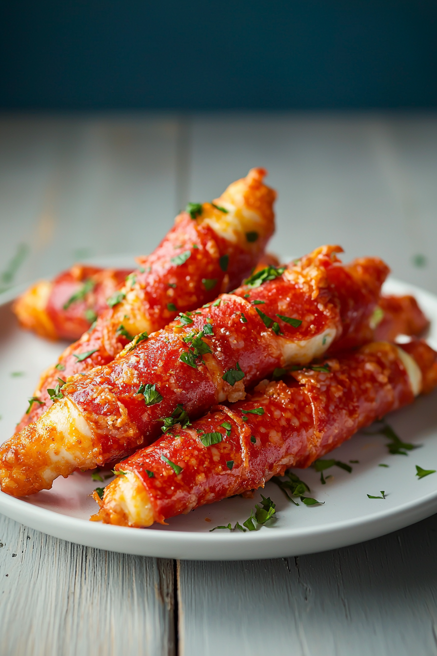 Pepperoni-Wrapped Mozzarella Sticks