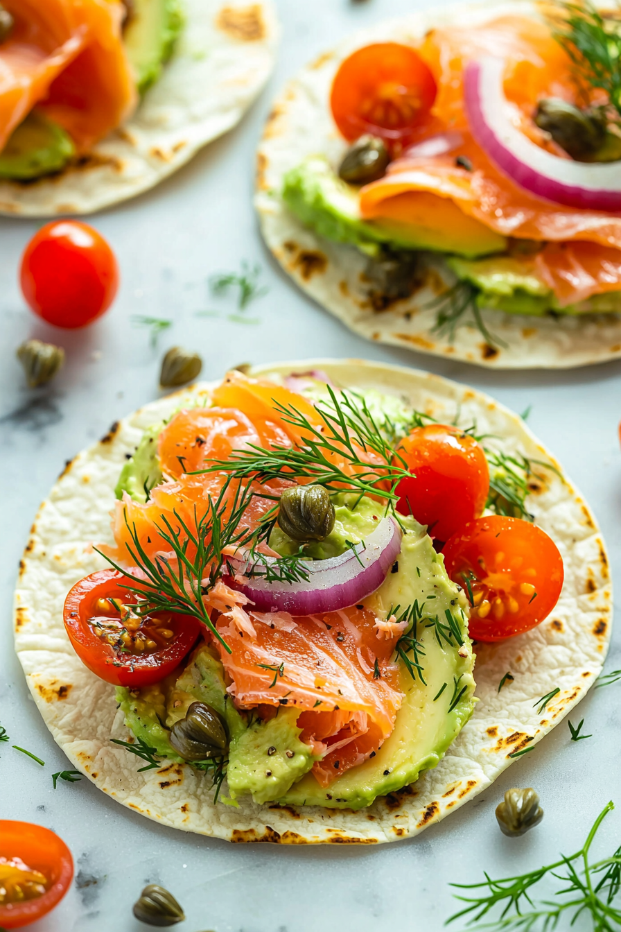 Smoked Salmon and Avocado Mousse Tacos