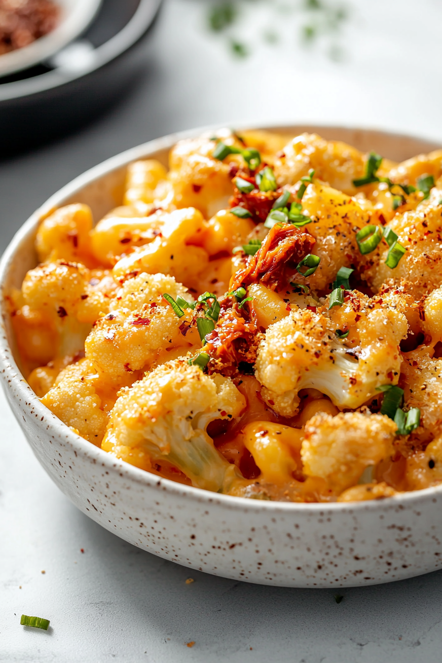 Spicy Kimchi Cauliflower Mac 'n Cheese