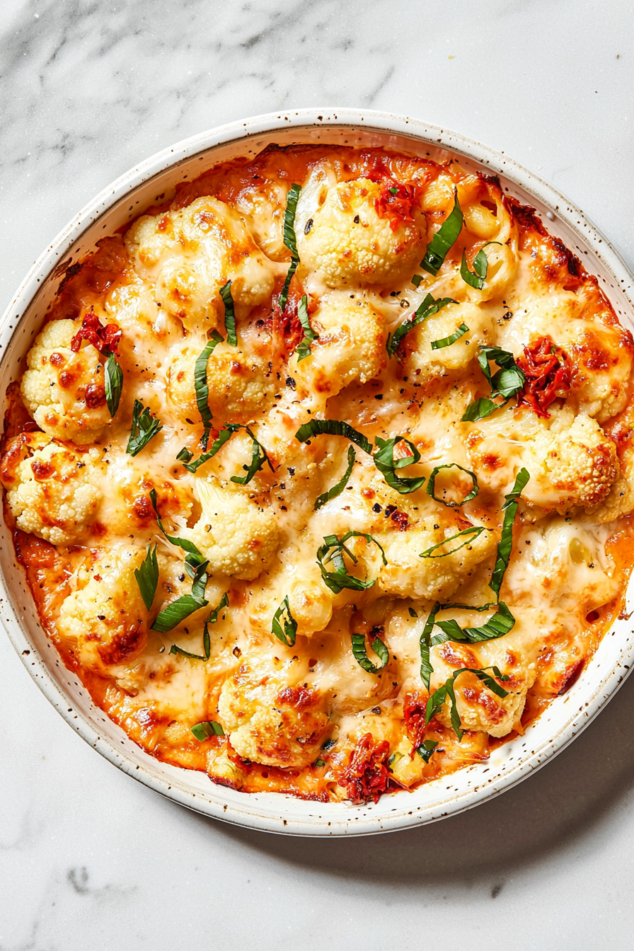 Spicy Kimchi Cauliflower Mac 'n Cheese