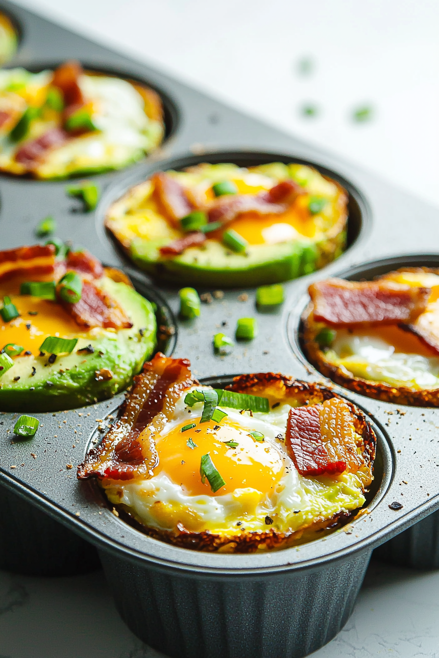 Delicious Avocado and Bacon Keto Egg Cups