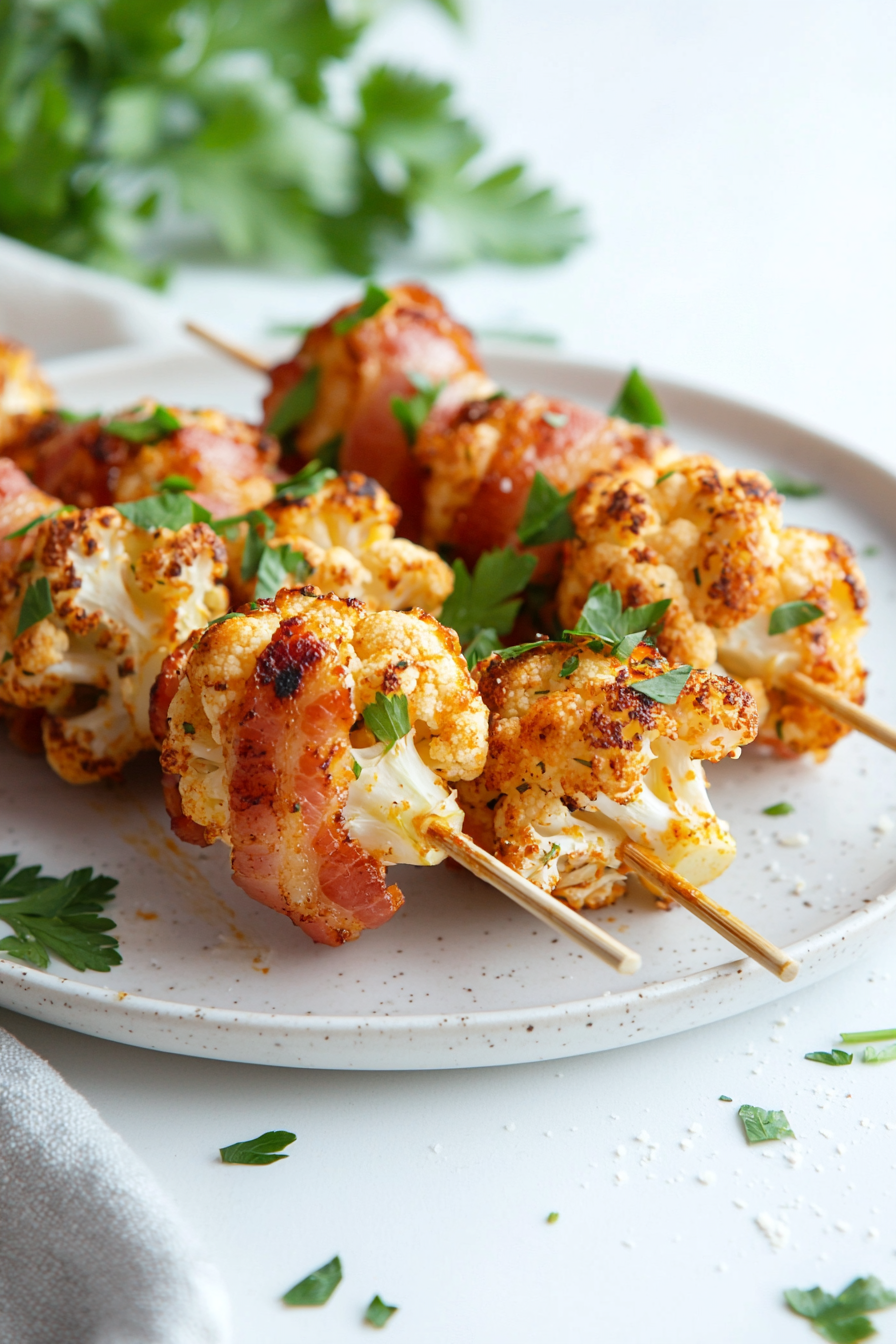 Bacon-Wrapped Cauliflower Lollipops