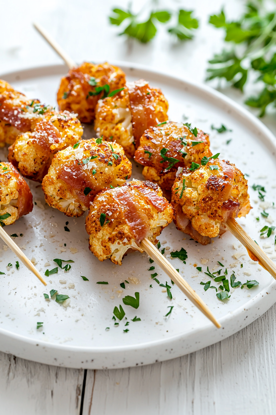Bacon-Wrapped Cauliflower Lollipops