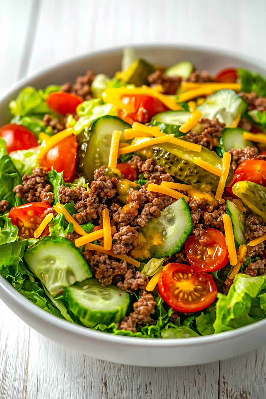 Cheeseburger Salad with Pickle Dressing Ingredients