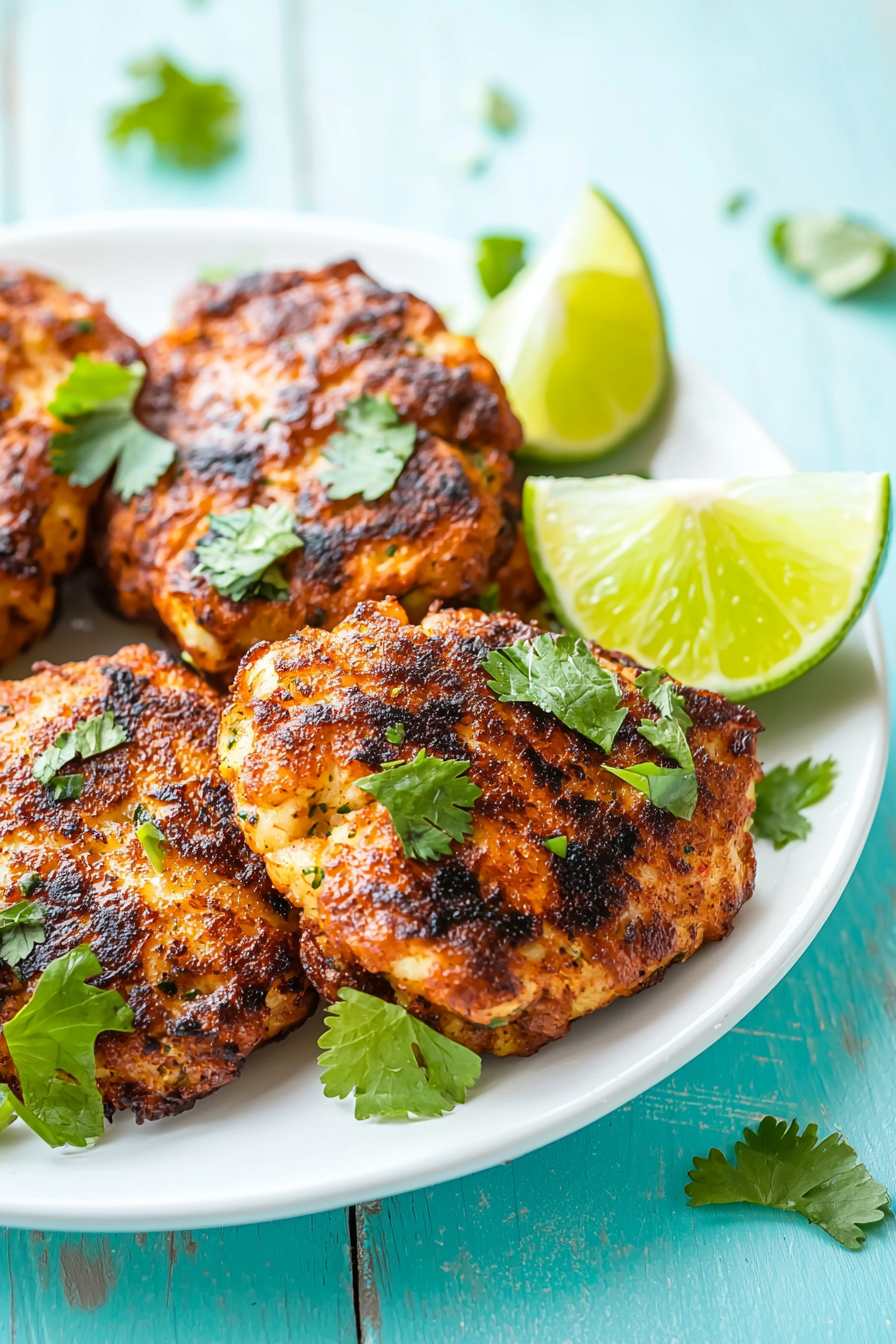 Chili Lime Cauliflower Rice Fritters Cooking Process