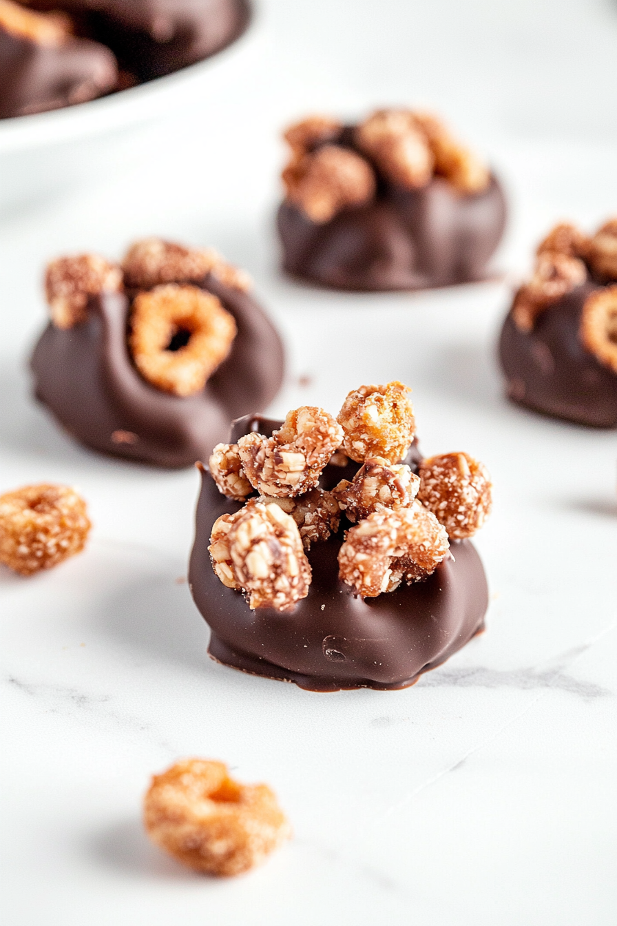Chocolate Pork Rind Clusters Ready to Chill