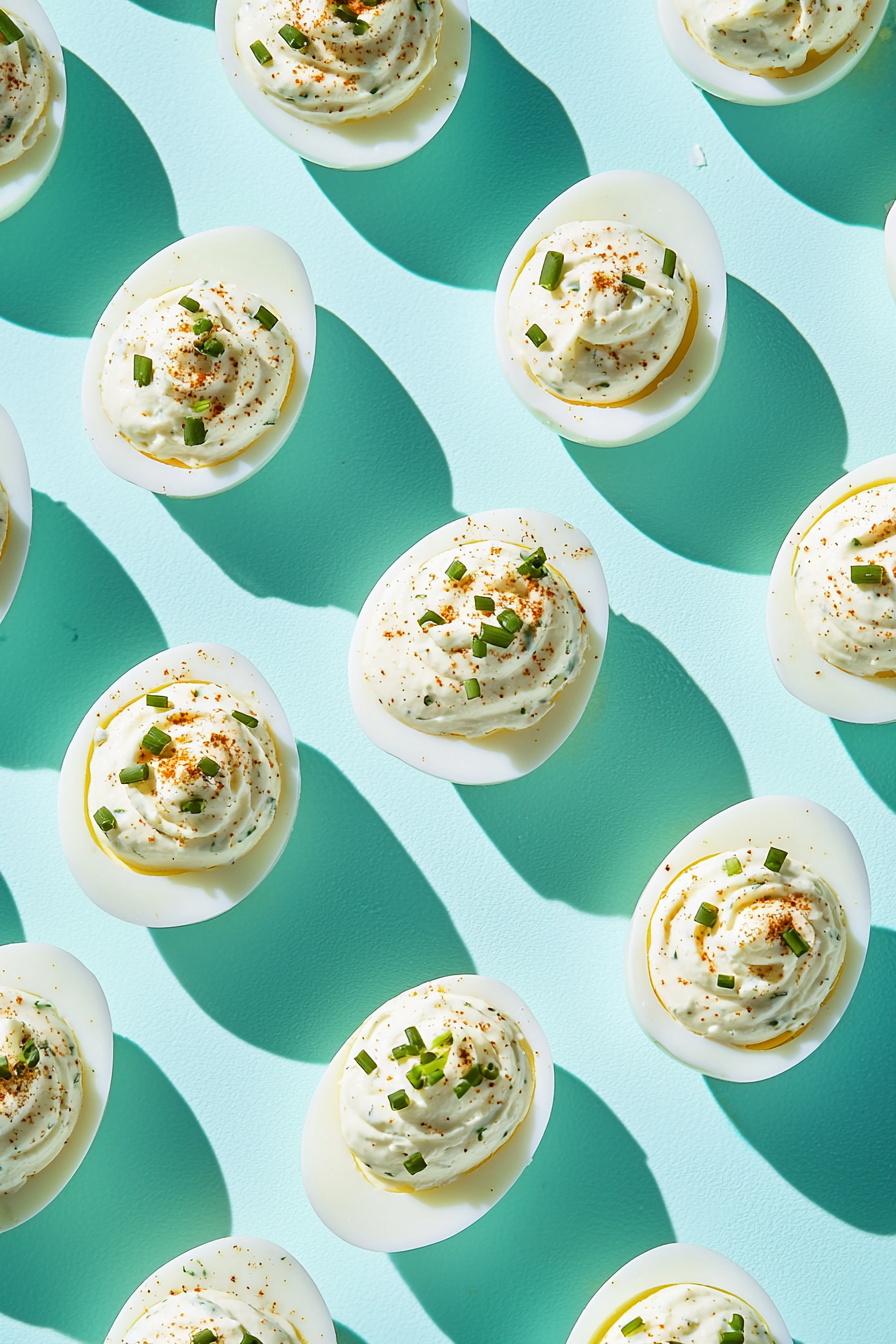 Cream Cheese and Chive Deviled Eggs Ready to Serve
