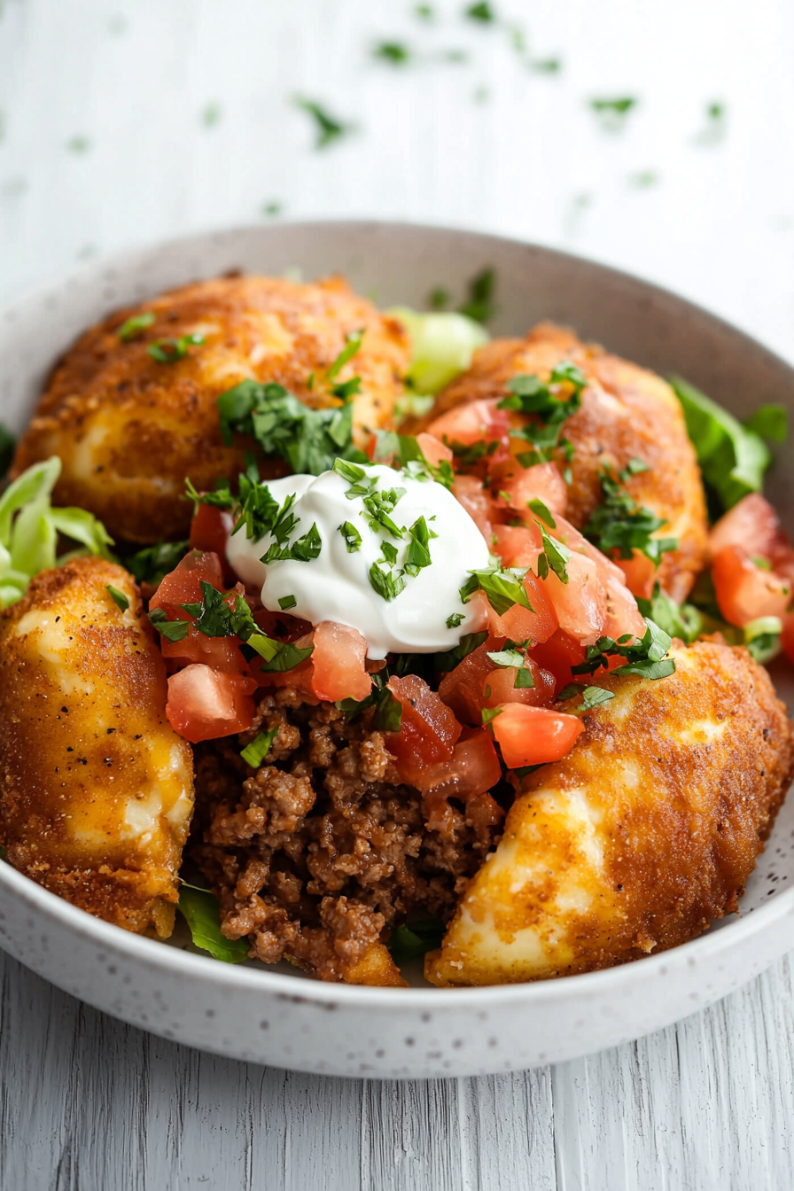 Assembling Crispy Fried Cheese Keto Tacos