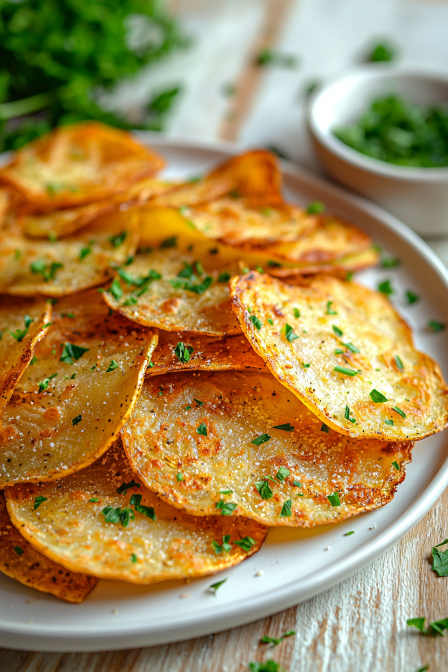 Crispy Keto Eggplant Chips Served