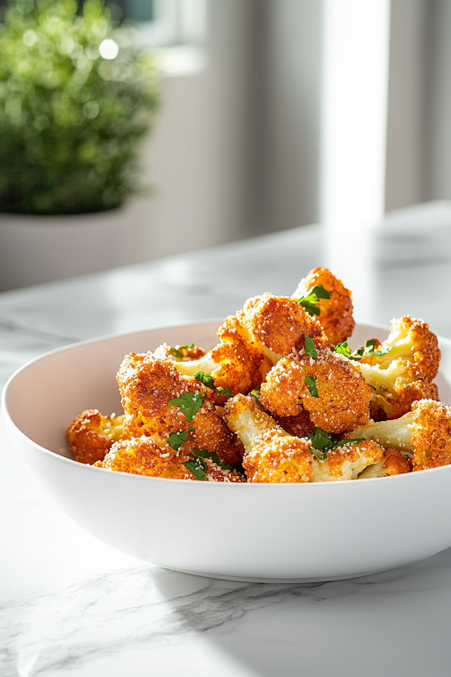 Crispy Parmesan-Crusted Cauliflower Wings on a plate
