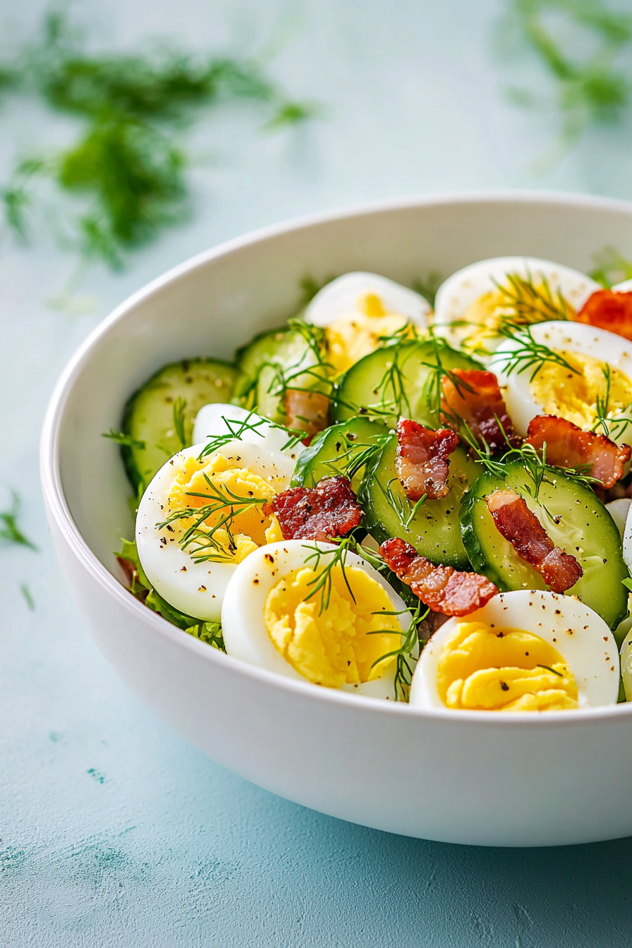 Dill Pickle and Bacon Egg Salad Preparation