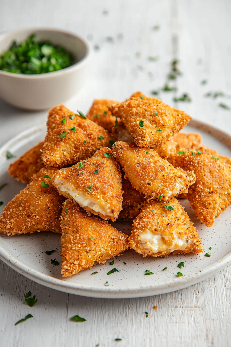Fried Keto Ravioli with Cauliflower Dough Filling