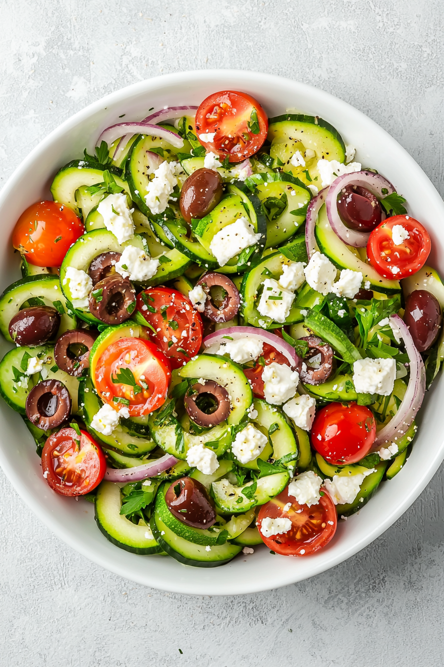 Greek Zucchini Noodle Salad Ingredients