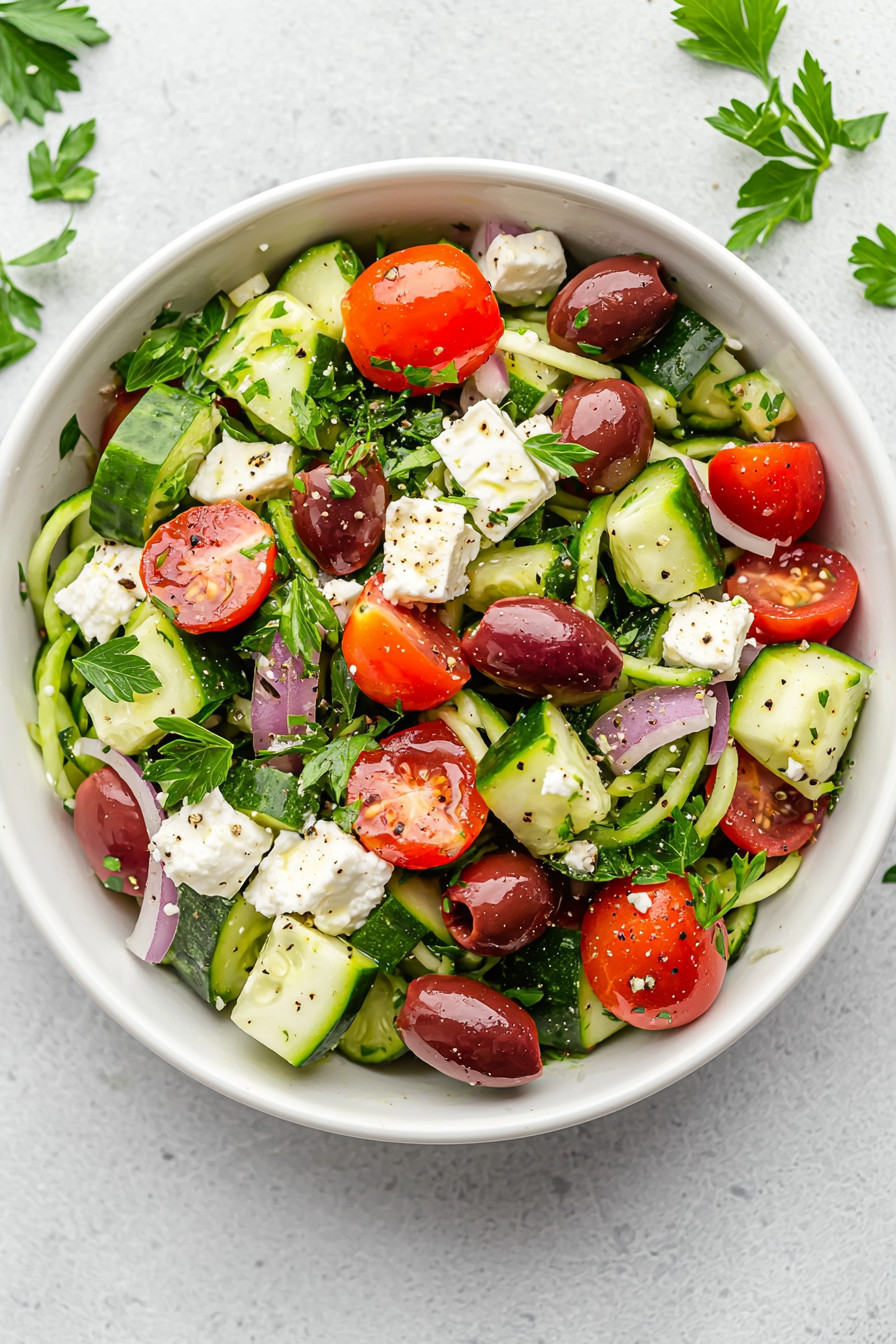 Greek Zucchini Noodle Salad
