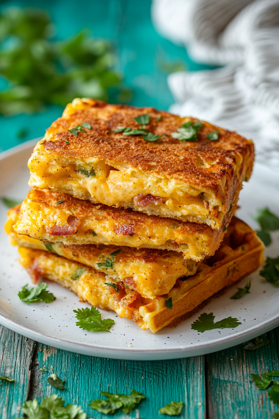 Jalapeño Cheddar Keto Waffle Sandwiches