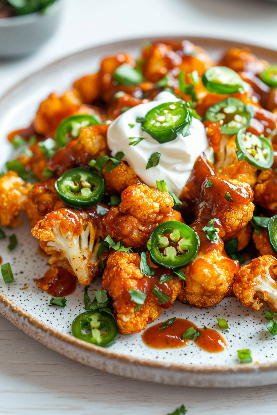 Keto BBQ Cauliflower Nachos