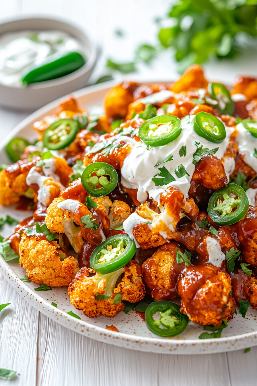 Keto BBQ Cauliflower Nachos