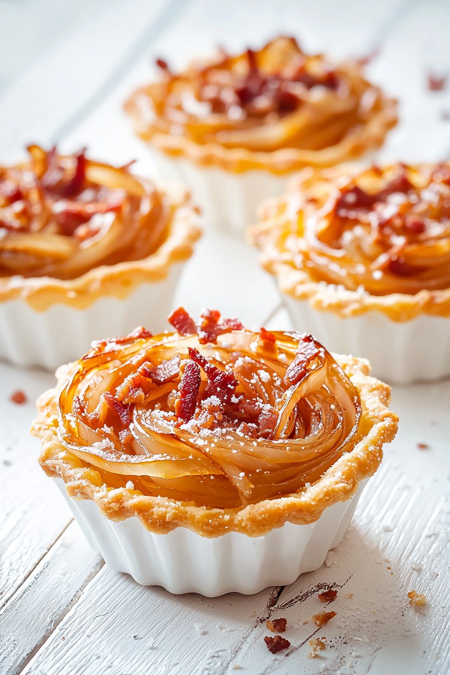 Keto Caramelized Onion and Bacon Tartlets