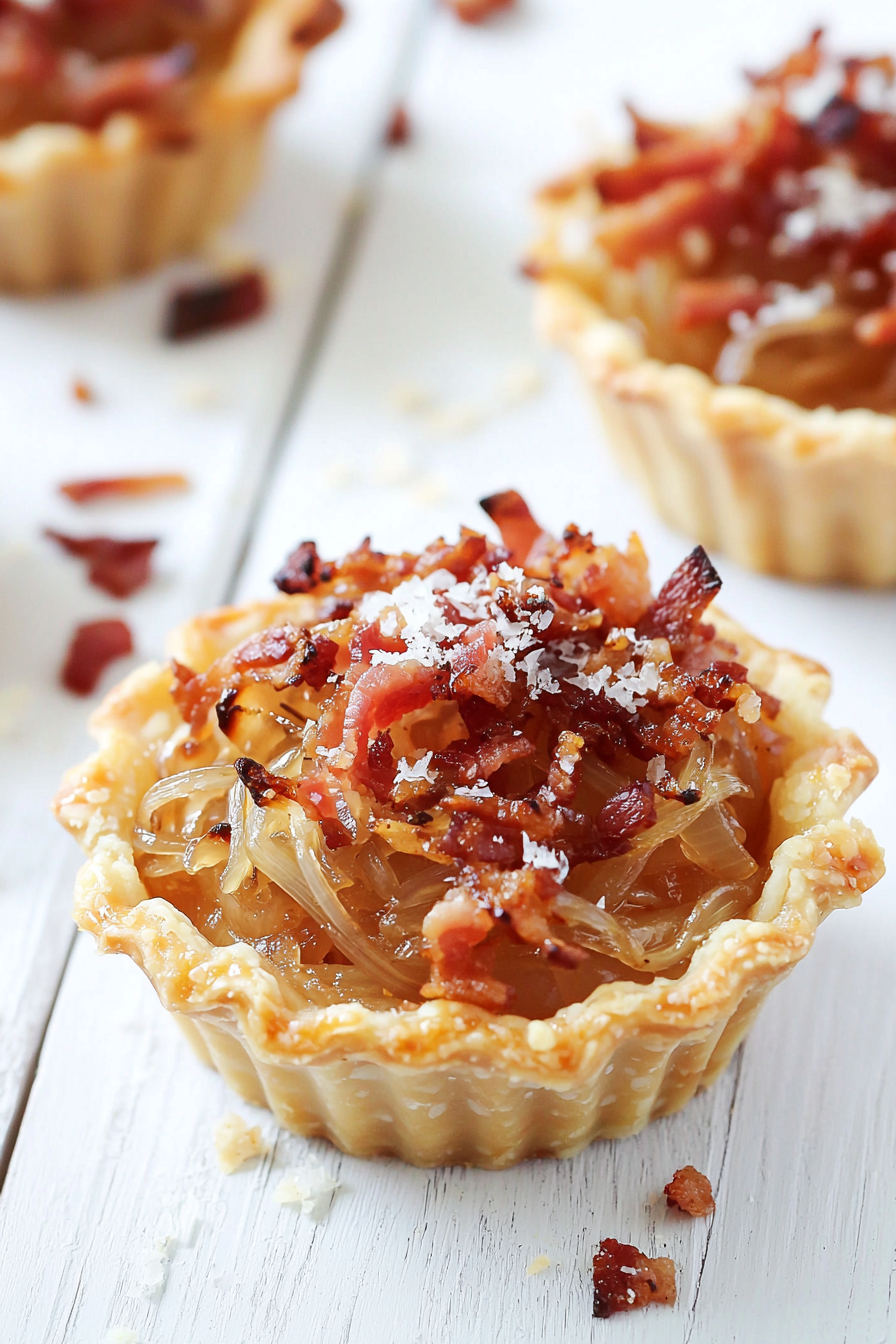 Keto Caramelized Onion and Bacon Tartlets