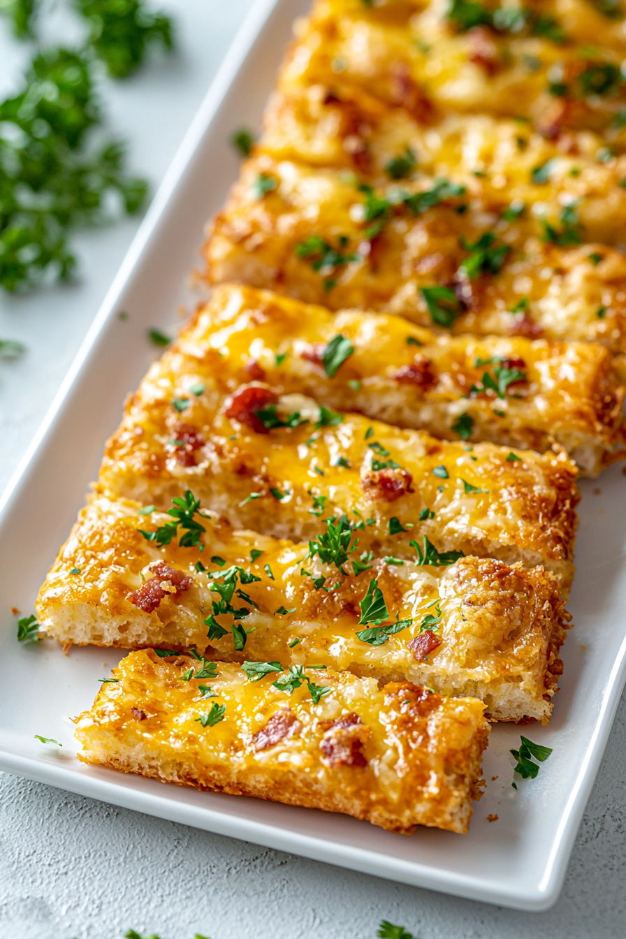 Keto Cheesy Bacon Breadsticks Served