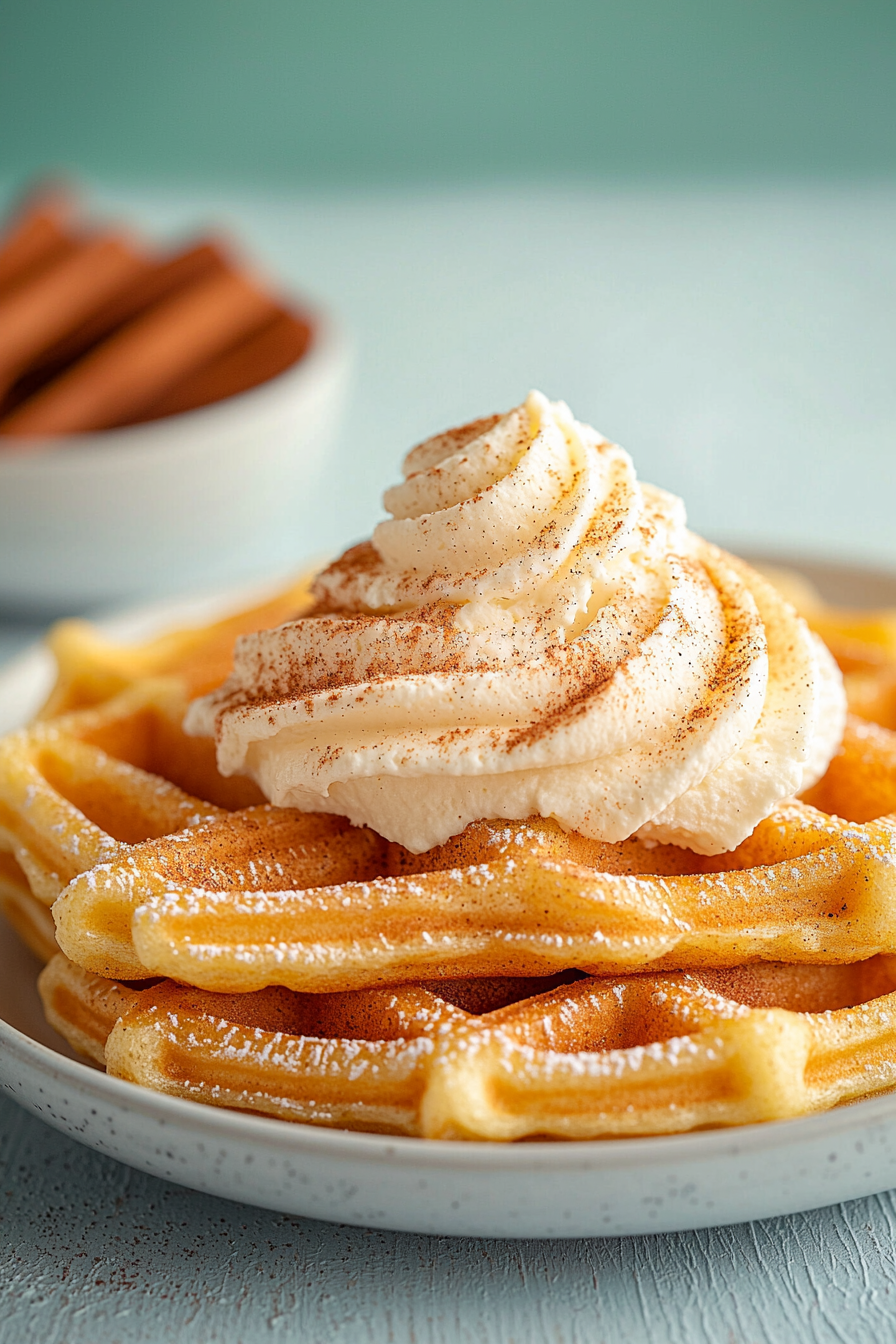 Keto Churro Waffles with Cinnamon Cream