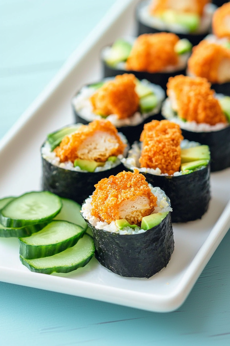 Keto Fried Chicken and Cauliflower Rice Sushi Rolls