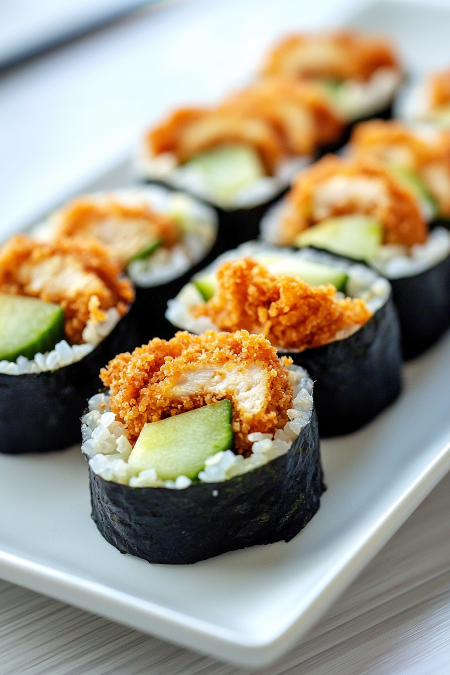 Keto Fried Chicken and Cauliflower Rice Sushi Preparation